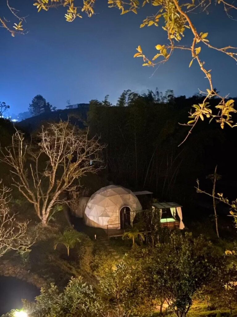 Domo Orión de noche bajo el cielo estrellado